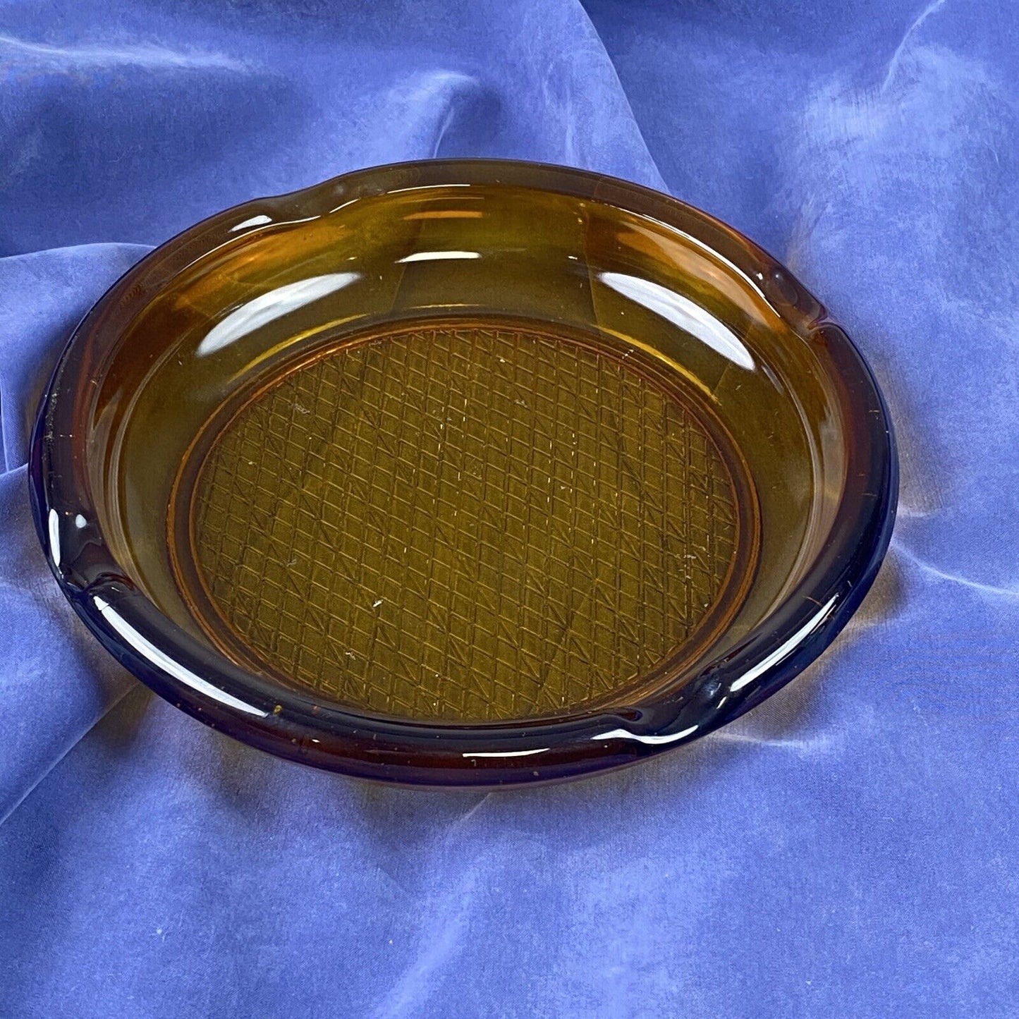 Vintage Amber Glass 7.5" MCM Cigar Cigarettes Ashtray Also for Standing Ashtray