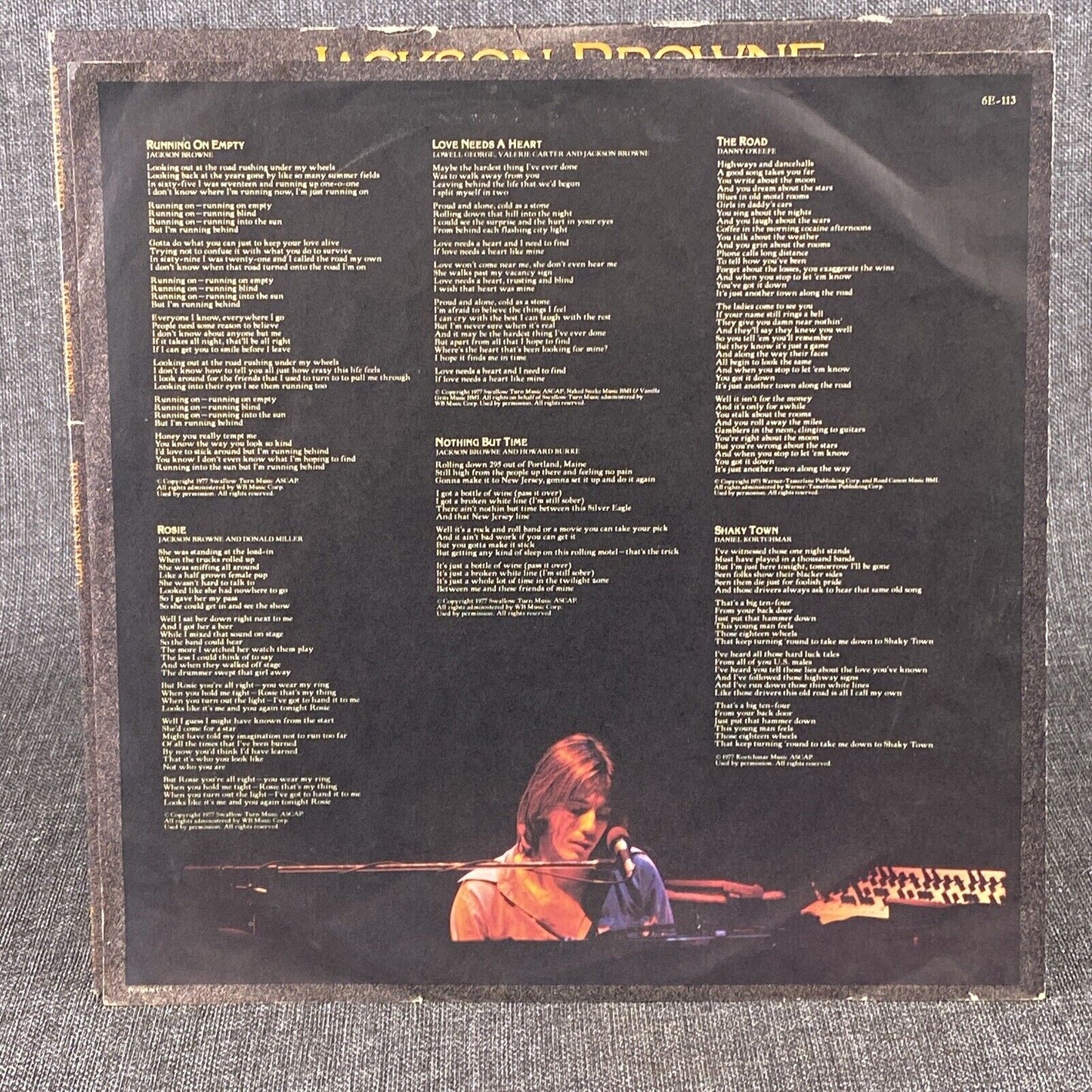 Jackson Browne Running On Empty Vinyl Record LP 1977