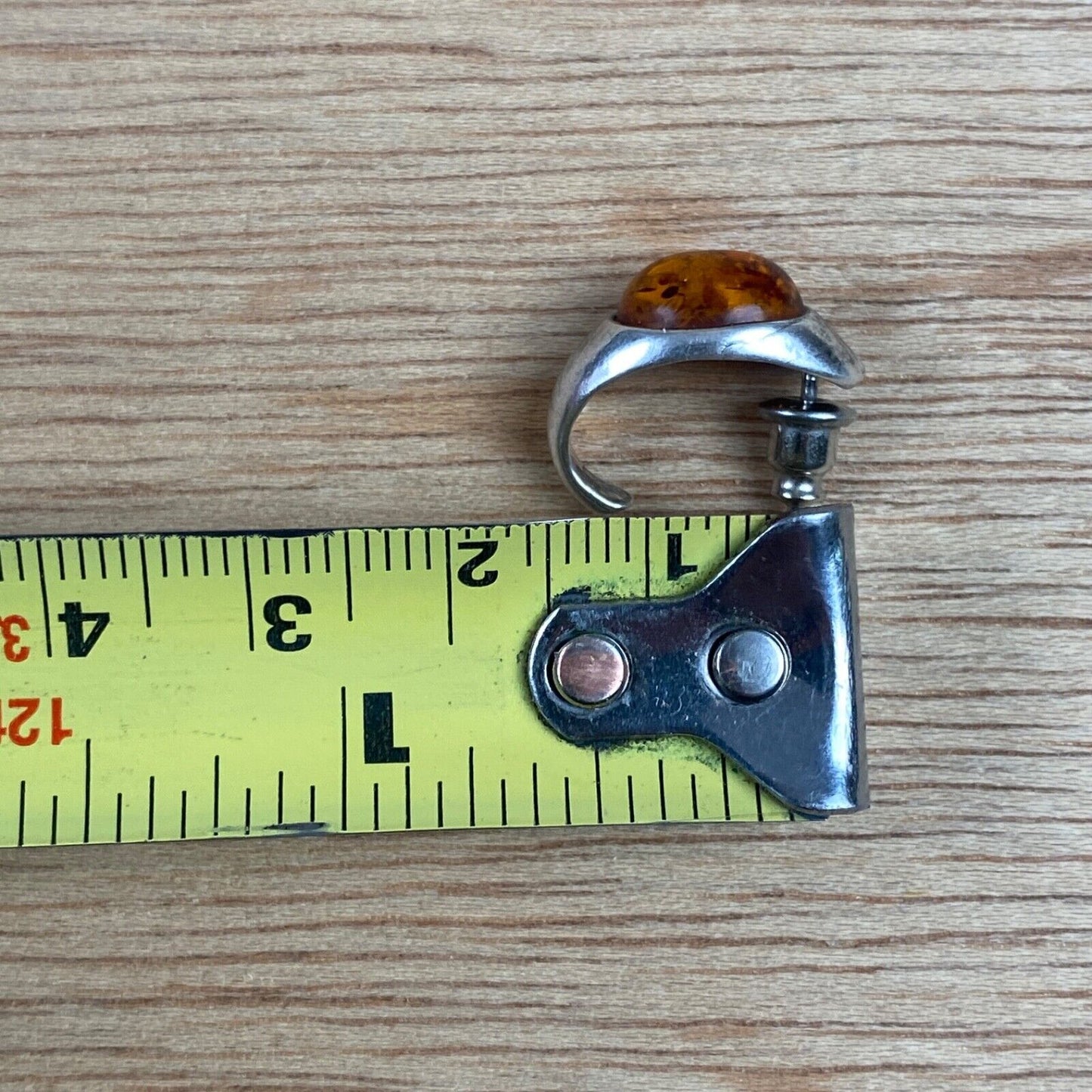 Vintage Sterling Silver Amber Stud Pierced Earrings