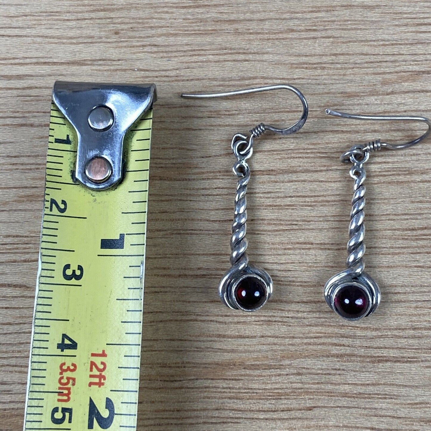 Vintage Sterling Silver Garnet Dangle Earrings