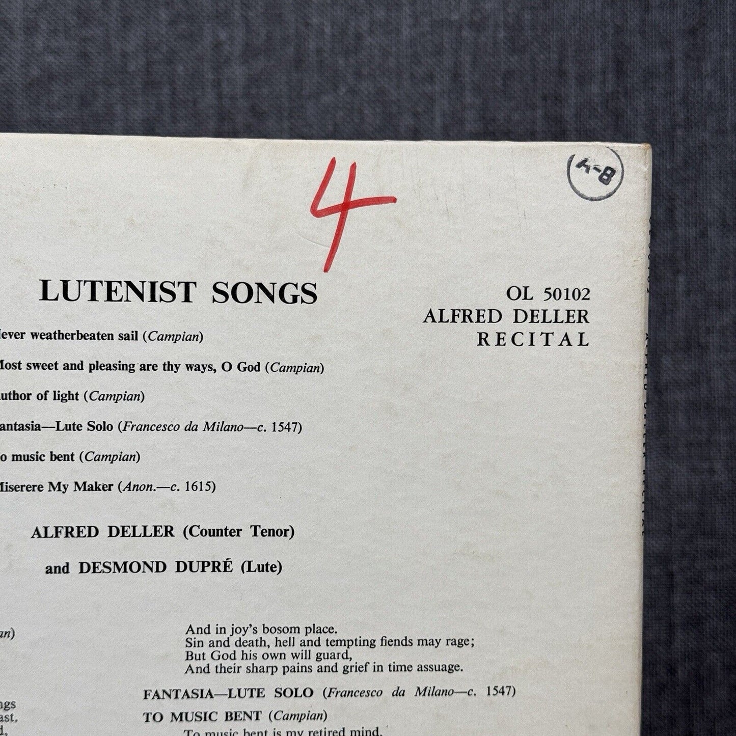 Baroque Music of Dietrich Buxtehude (1637-1707) and Lutenist Songs Vinyl Record