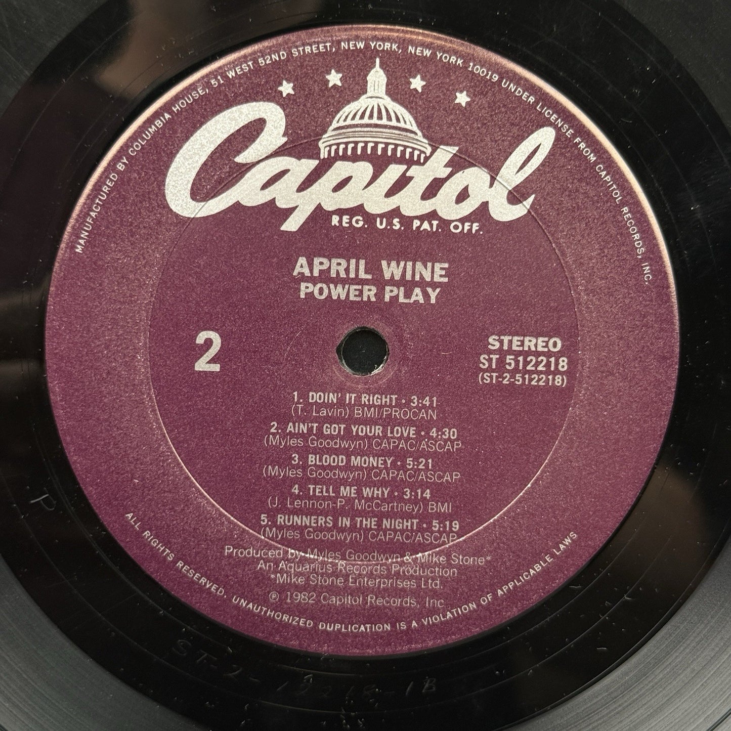 April Wine “Power Play” Vinyl LP Capitol Records (1982 Album - Very Good