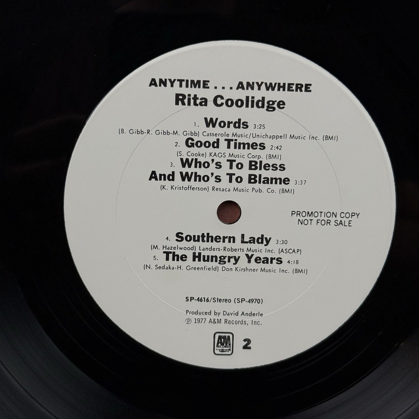 Rita Coolidge Anytime ... Anywhere Vinyl Record Broadcast Review (promo) - VG