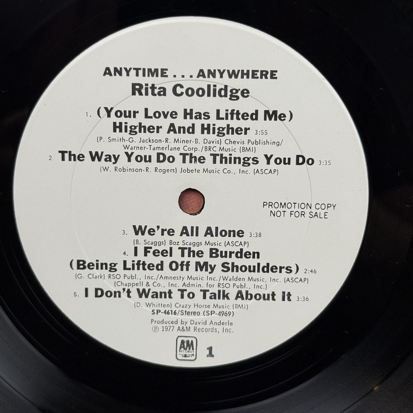 Rita Coolidge Anytime ... Anywhere Vinyl Record Broadcast Review (promo) - VG