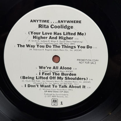 Rita Coolidge Anytime ... Anywhere Vinyl Record Broadcast Review (promo) - VG