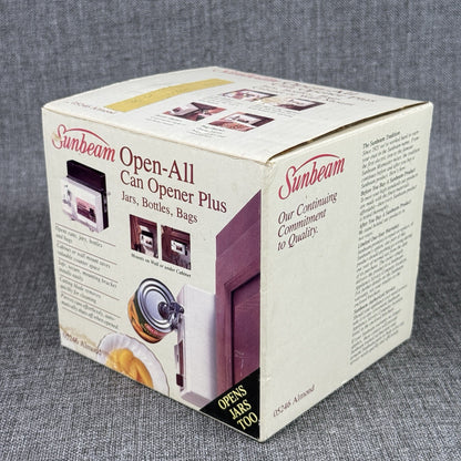 Vintage Sunbeam Open-All Can Opener Plus 05246 Almond NOS