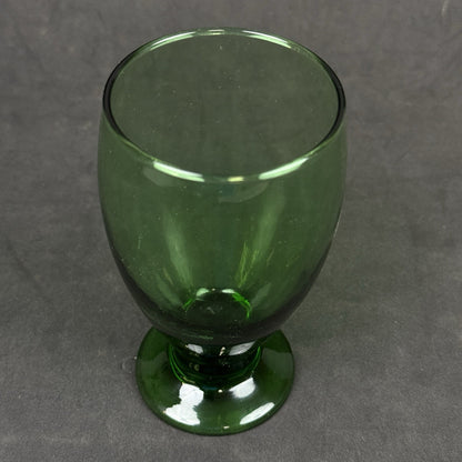 Set 4 Cristar Emerald Green Glass 5 1/4" Pedestal Water Wine Goblet Mid Century