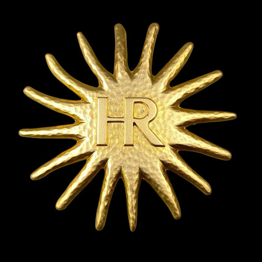 Vintage Helena Rubinstein Gold Tone Star / Sun shaped Brooch / Pin 2.25"