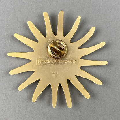 Vintage Helena Rubinstein Gold Tone Star / Sun shaped Brooch / Pin 2.25"