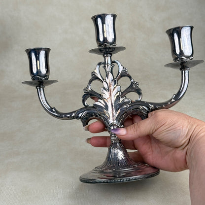 MARQUISE 1847 Rogers Bros 3 Candle Candelabra Silver Plated 009156 IS Stamped