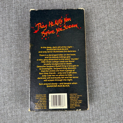 Shadows Run Black VHS Horror Movie Tape 1984 Lightning Video Blockbuster