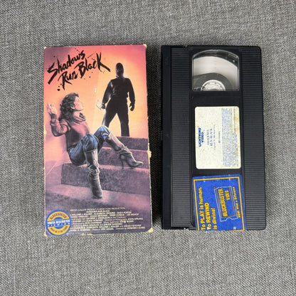Shadows Run Black VHS Horror Movie Tape 1984 Lightning Video Blockbuster