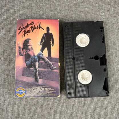 Shadows Run Black VHS Horror Movie Tape 1984 Lightning Video Blockbuster