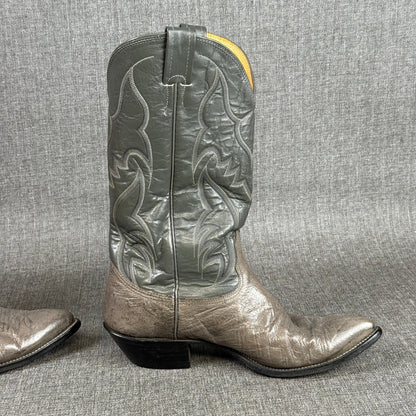 Nocona Cowboy Boots Mens Sz 9.5 D Gray Leather Western Style Made in USA
