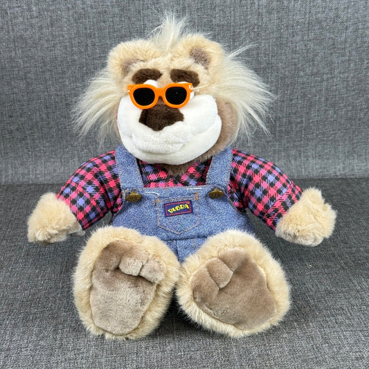 Vintage Tyco Bubba Lion Plush Toy 1997 Denim Overalls Shirt Sunglasses