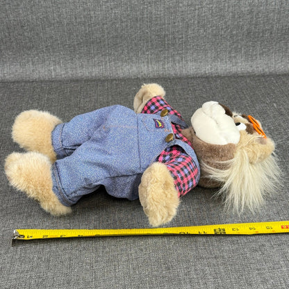 Vintage Tyco Bubba Lion Plush Toy 1997 Denim Overalls Shirt Sunglasses