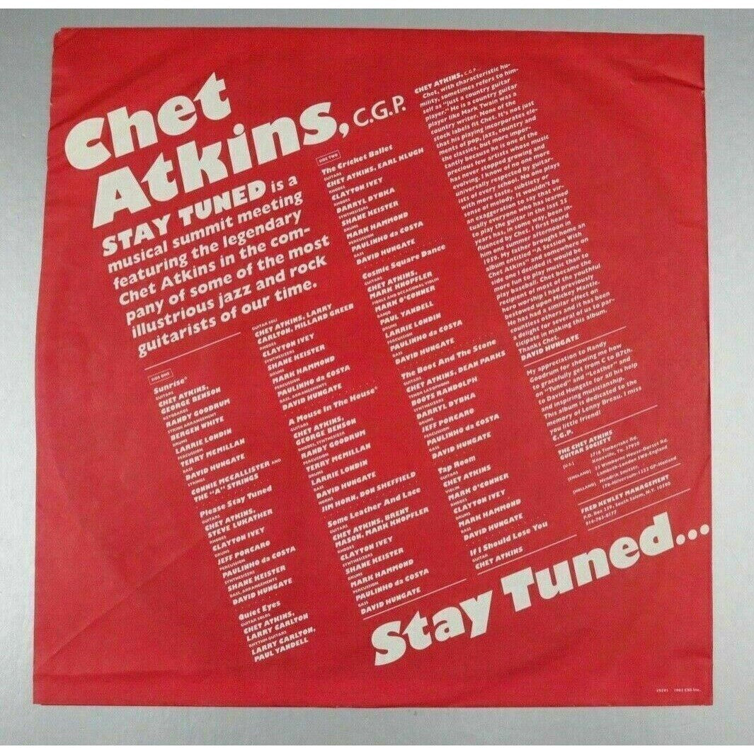 Chet Atkins Stay Tuned LP Vinyl Record Album 1985 Columbia Jazz Promo Copy