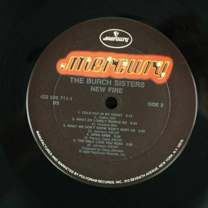 The Burch Sisters New Fire PROMO Vinyl Record LP 1989 Mercury PolyGram