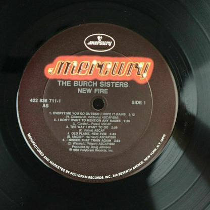 The Burch Sisters New Fire PROMO Vinyl Record LP 1989 Mercury PolyGram