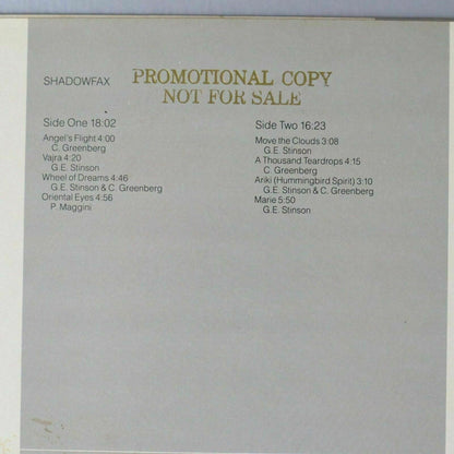 Shadowfax LP Vinyl PROMO Record Self Titled Windham Hill 1982 Promotional Copy