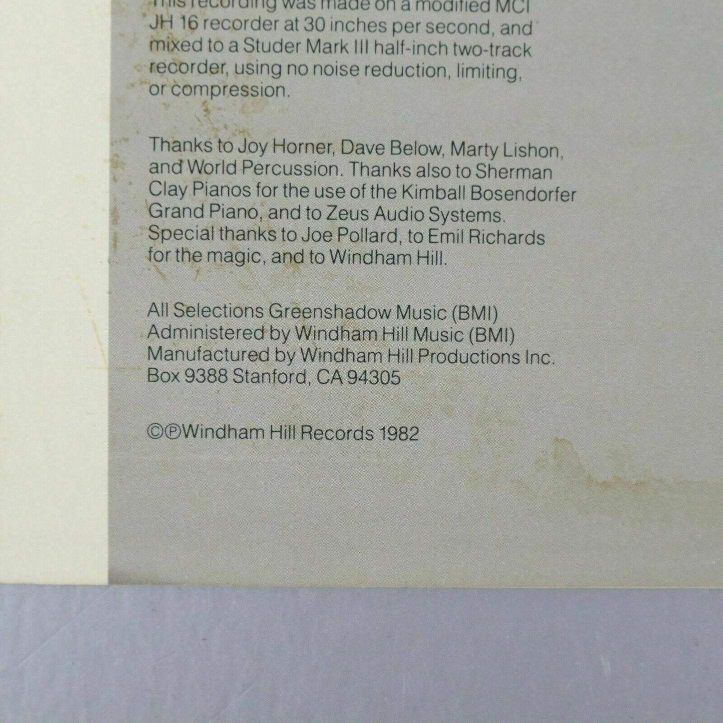 Shadowfax LP Vinyl PROMO Record Self Titled Windham Hill 1982 Promotional Copy