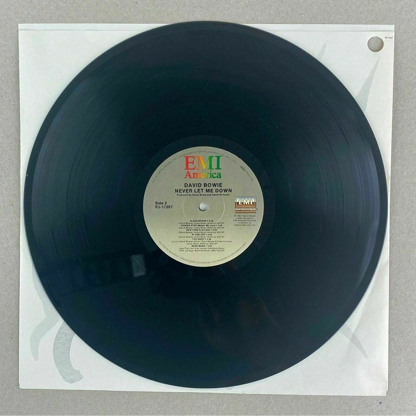 David Bowie Never Let Me Down PROMO Vinyl Record LP 1987 EMI America