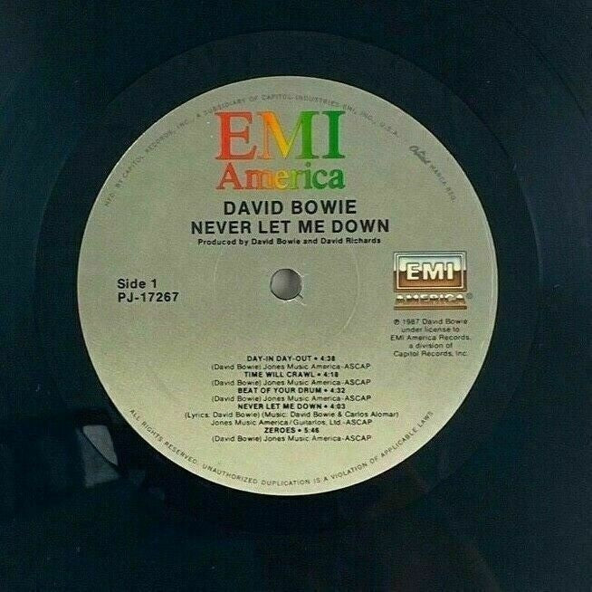 David Bowie Never Let Me Down PROMO Vinyl Record LP 1987 EMI America