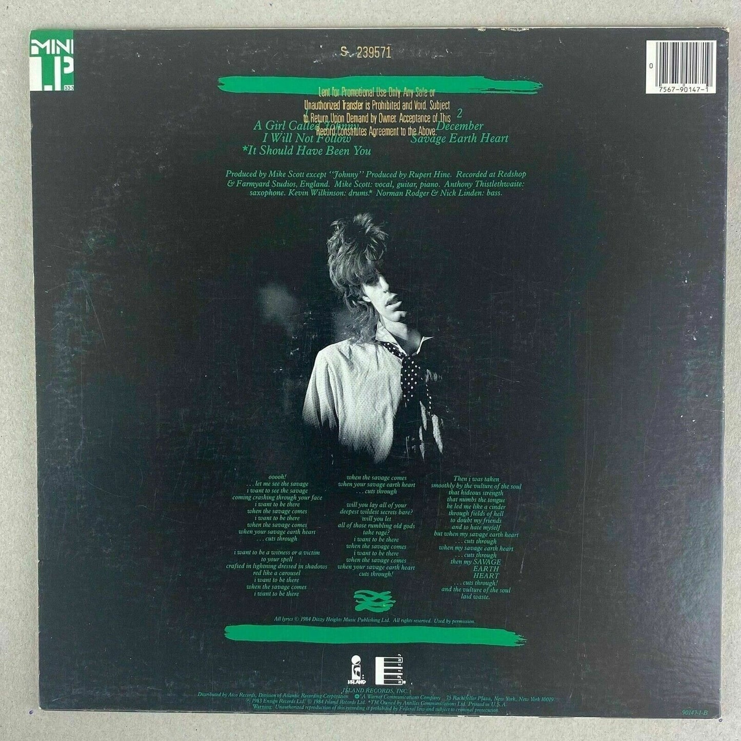 The Waterboys A Girl Called Johnny Mini LP Promo Vinyl Record 1983 Island