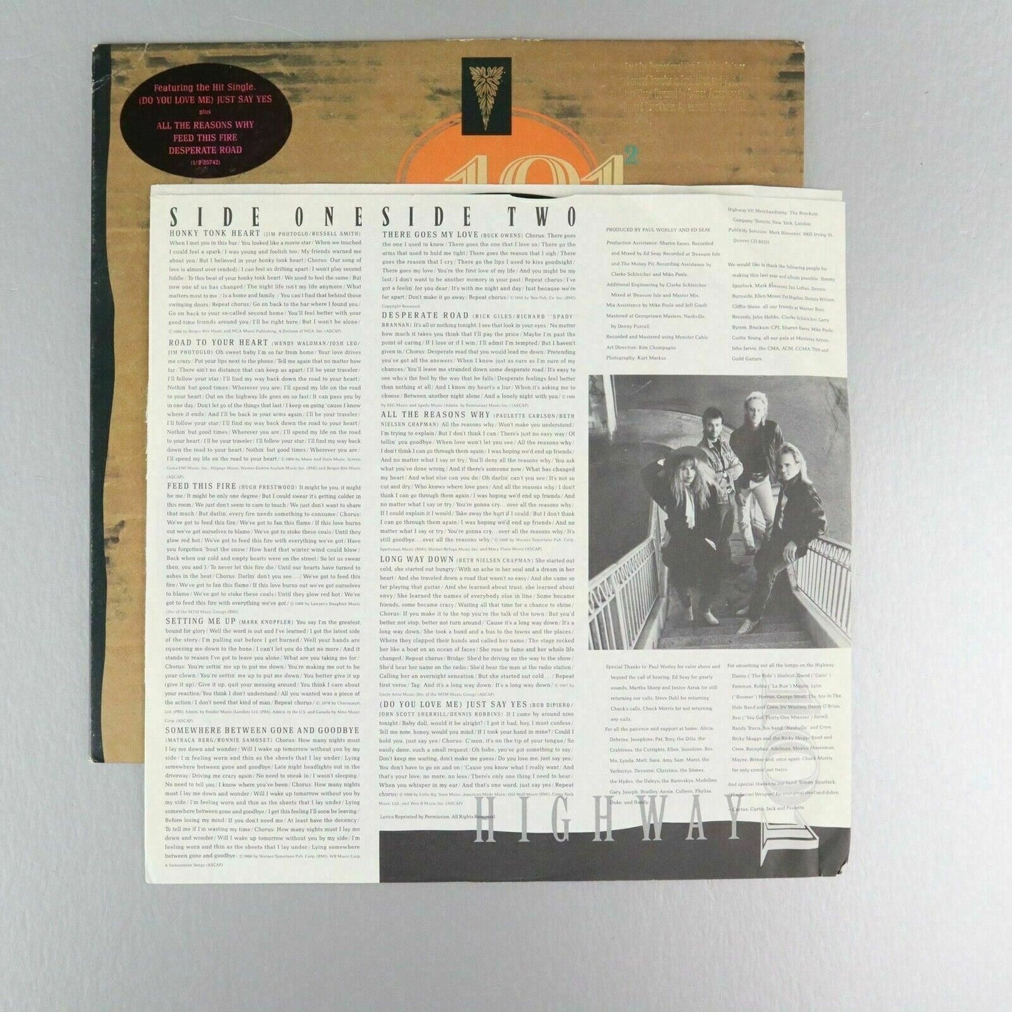 Highway 101 1998 PROMO Vinyl Record Album 1988 Warner Bros Country Pop Rock
