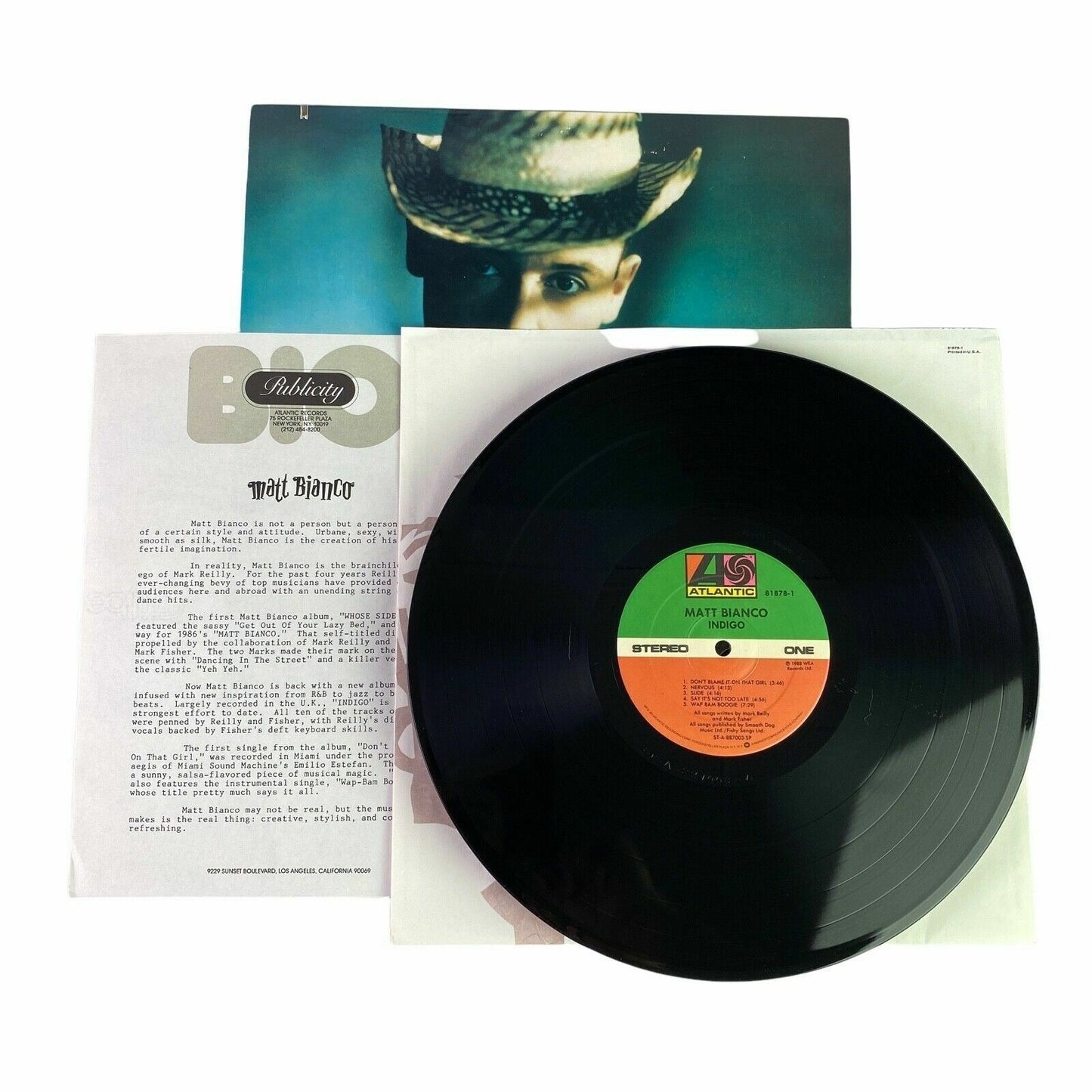 Matt Bianco Indigo Vinyl Record LP 1988 Atlantic Album Pop Jazz R&B NM