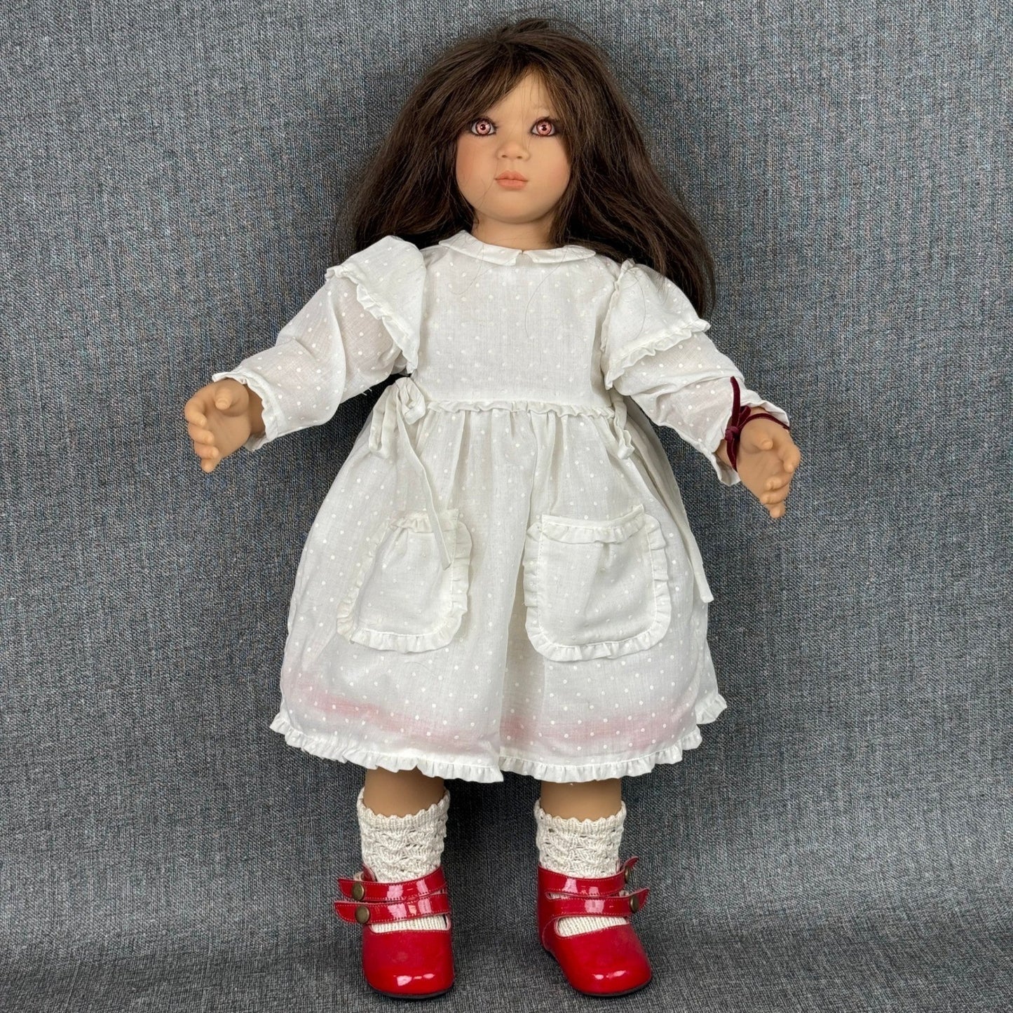 Vintage Annette Himstedt "Anna" Doll Red Shoes Girl Collectible 24"