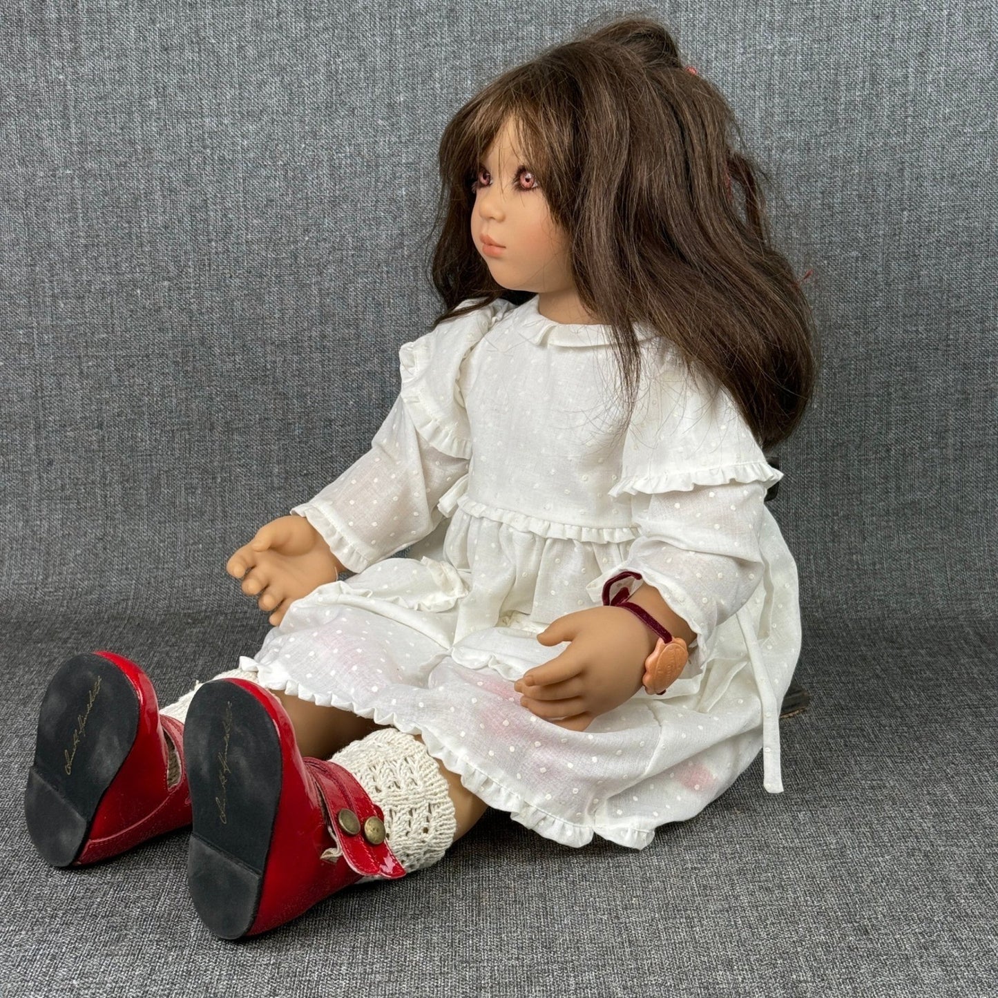 Vintage Annette Himstedt "Anna" Doll Red Shoes Girl Collectible 24"