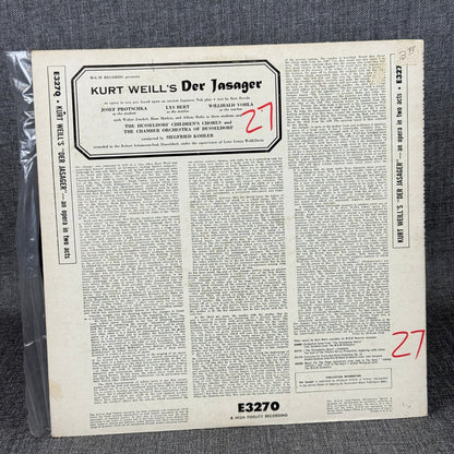 Kurt Weill's Der Jasager Opera in Two Acts Bert Brecht MGM Records