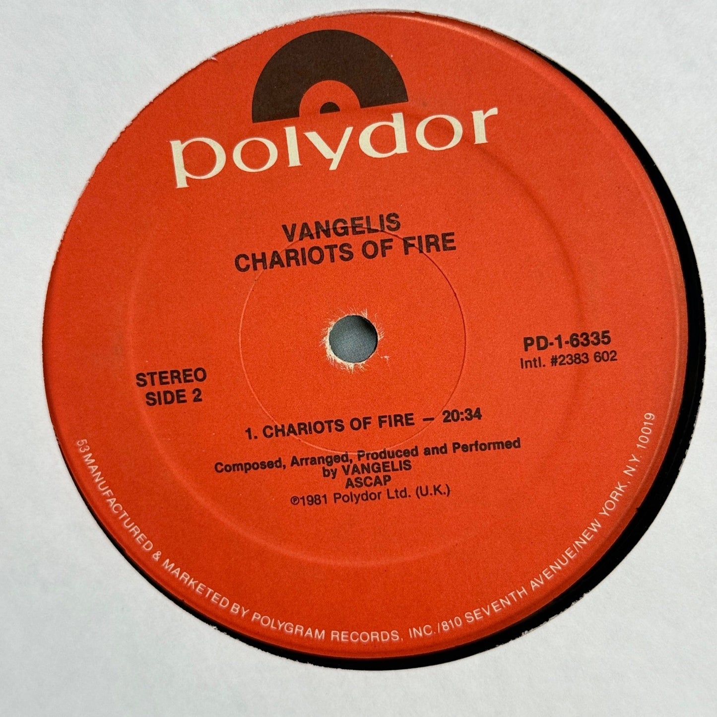 Vangelis Chariots of Fire Soundtrack Vinyl LP Record 1981 Polydor - VERY GOOD