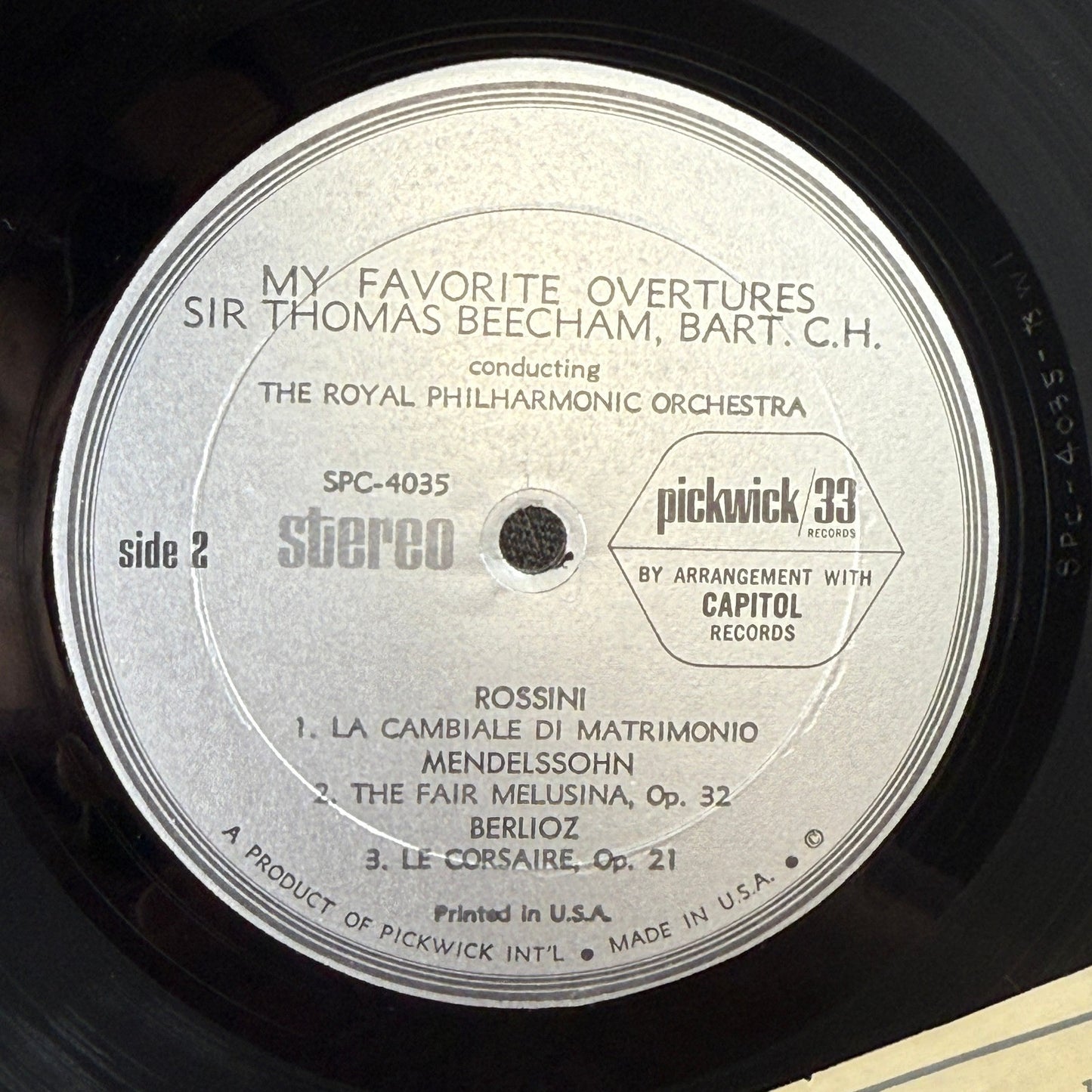 Sir Thomas Beecham Favourite Overtures Vinyl Record Pickwick Stereo LP NEAR MINT
