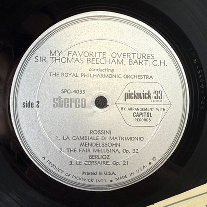 Sir Thomas Beecham Favourite Overtures Vinyl Record Pickwick Stereo LP NEAR MINT