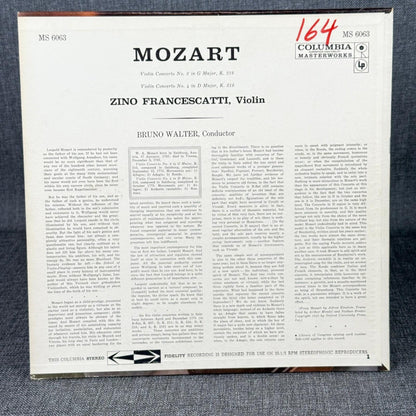 Mozart Violin Concertos Zino Francescatti Bruno Walter Columbia 6-Eye Vinyl