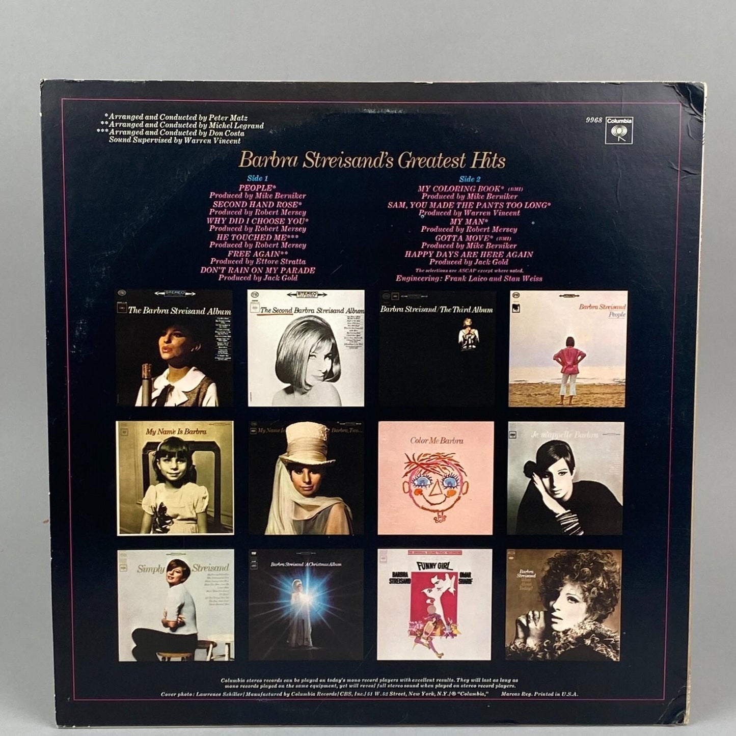 Barbra Streisand's Greatest Hits Vinyl Record LP Columbia PC 9968 Stereo
