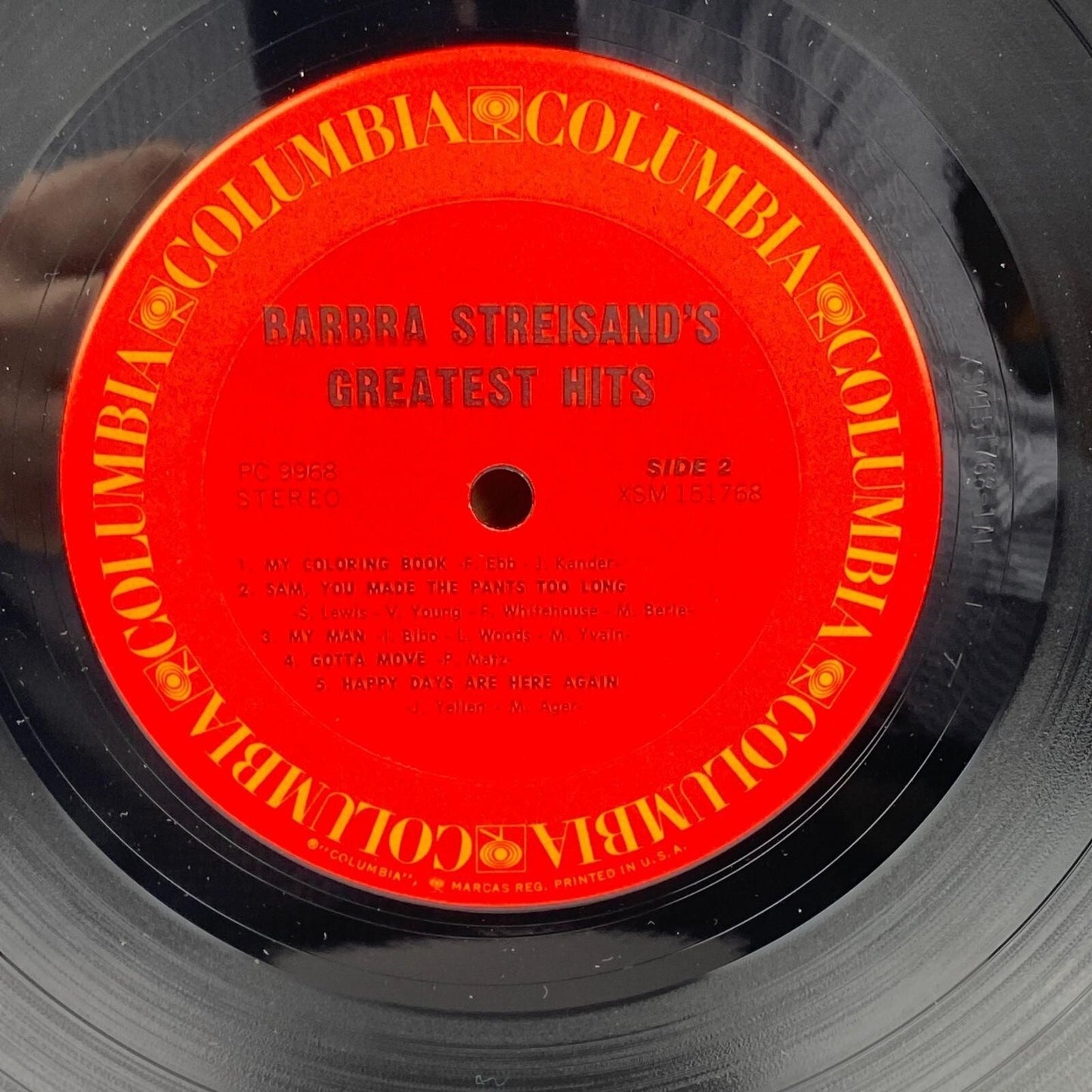 Barbra Streisand's Greatest Hits Vinyl Record LP Columbia PC 9968 Stereo