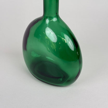 Emerald Green Glass Bottle Decanter with Cork Stopper 8"
