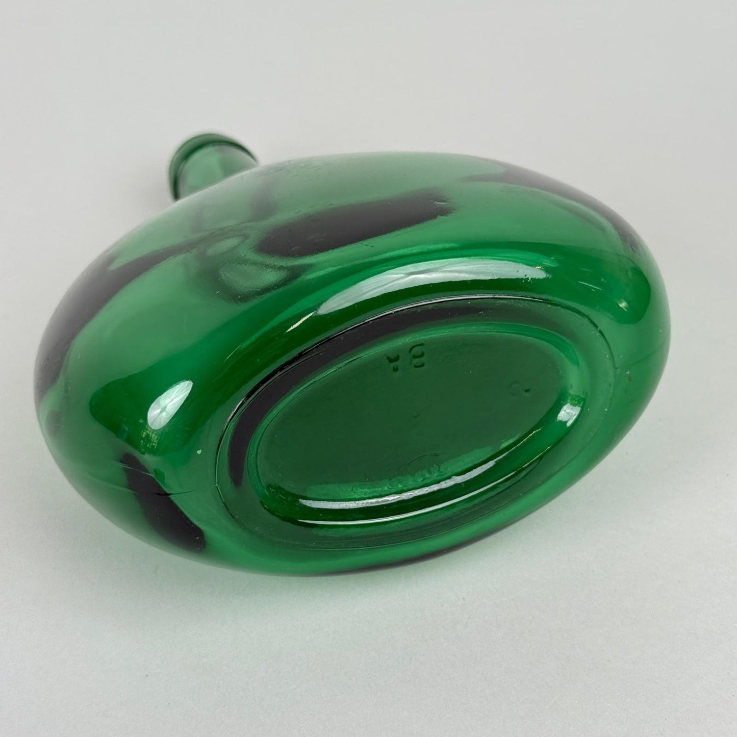 Emerald Green Glass Bottle Decanter with Cork Stopper 8"