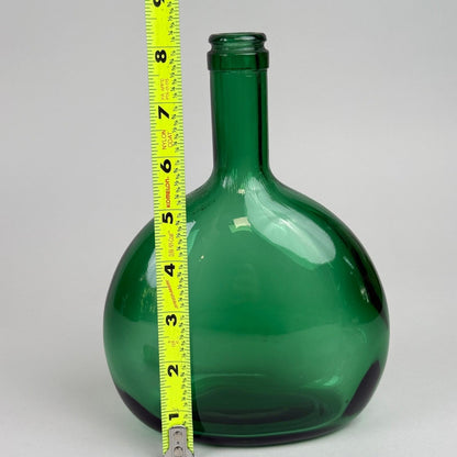 Emerald Green Glass Bottle Decanter with Cork Stopper 8"