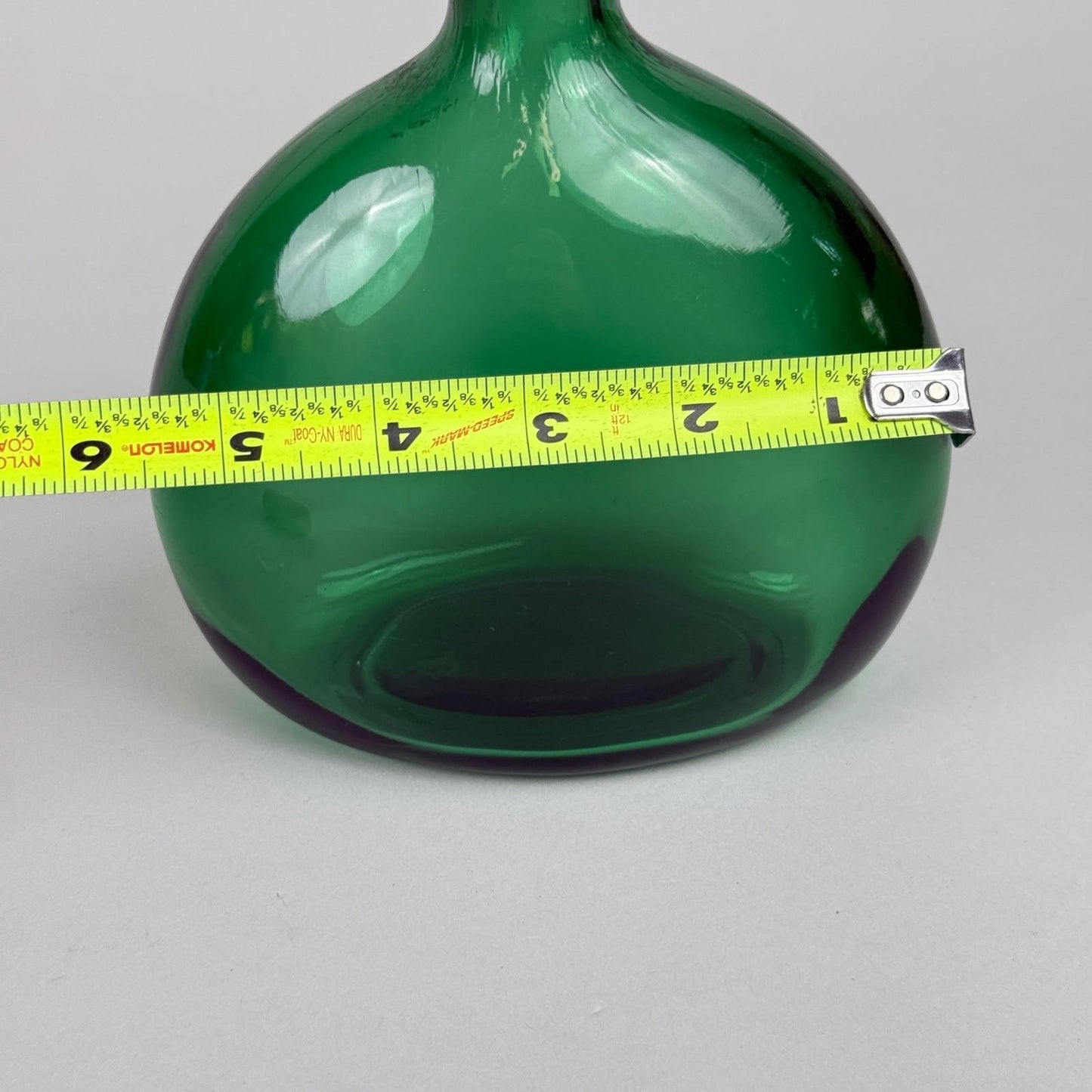 Emerald Green Glass Bottle Decanter with Cork Stopper 8"