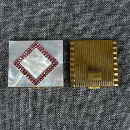 Bourjois New York Distributor Vintage Gold Tone Makeup Powder Compacts