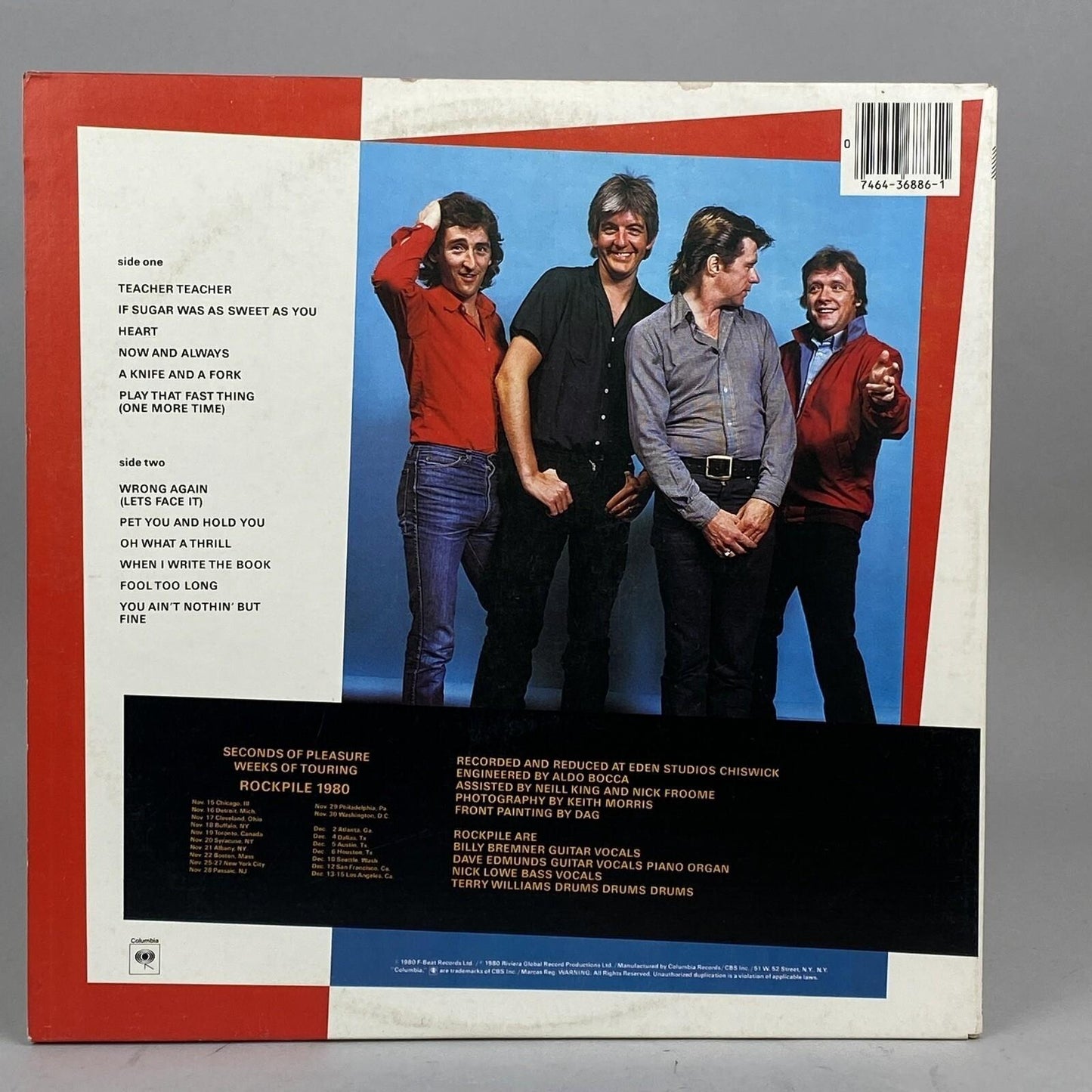 Rockpile Seconds of Pleasure Vinyl Record Album LP 1980 Columbia