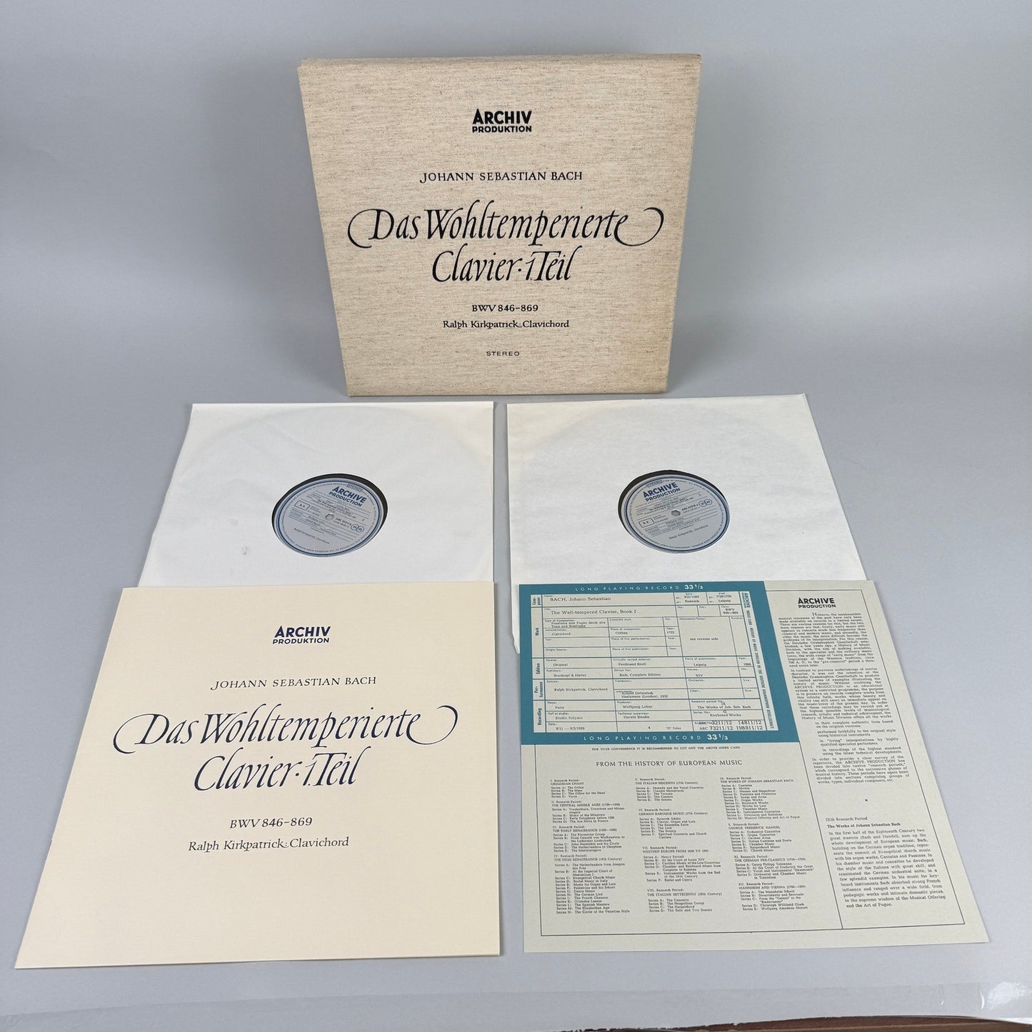 J. S. Bach Das Wohltemperierte Clavier R. Kirkpatrick 2x Vinyl Record  NEAR MINT