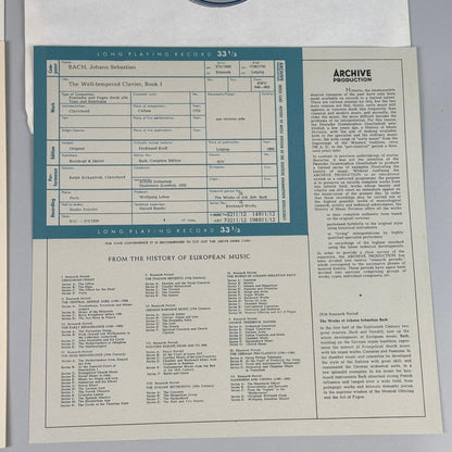 J. S. Bach Das Wohltemperierte Clavier R. Kirkpatrick 2x Vinyl Record  NEAR MINT