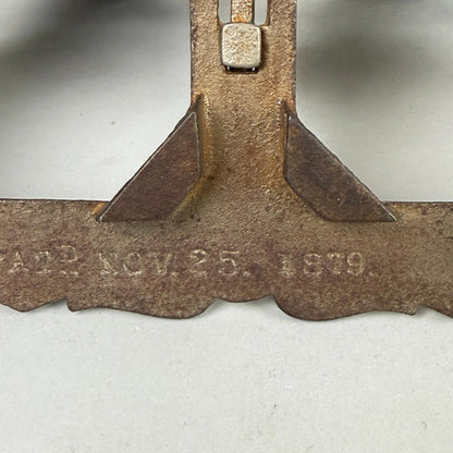 Antique Patented Double Inkwell Holder with Glass Reservoir Desk Accessory