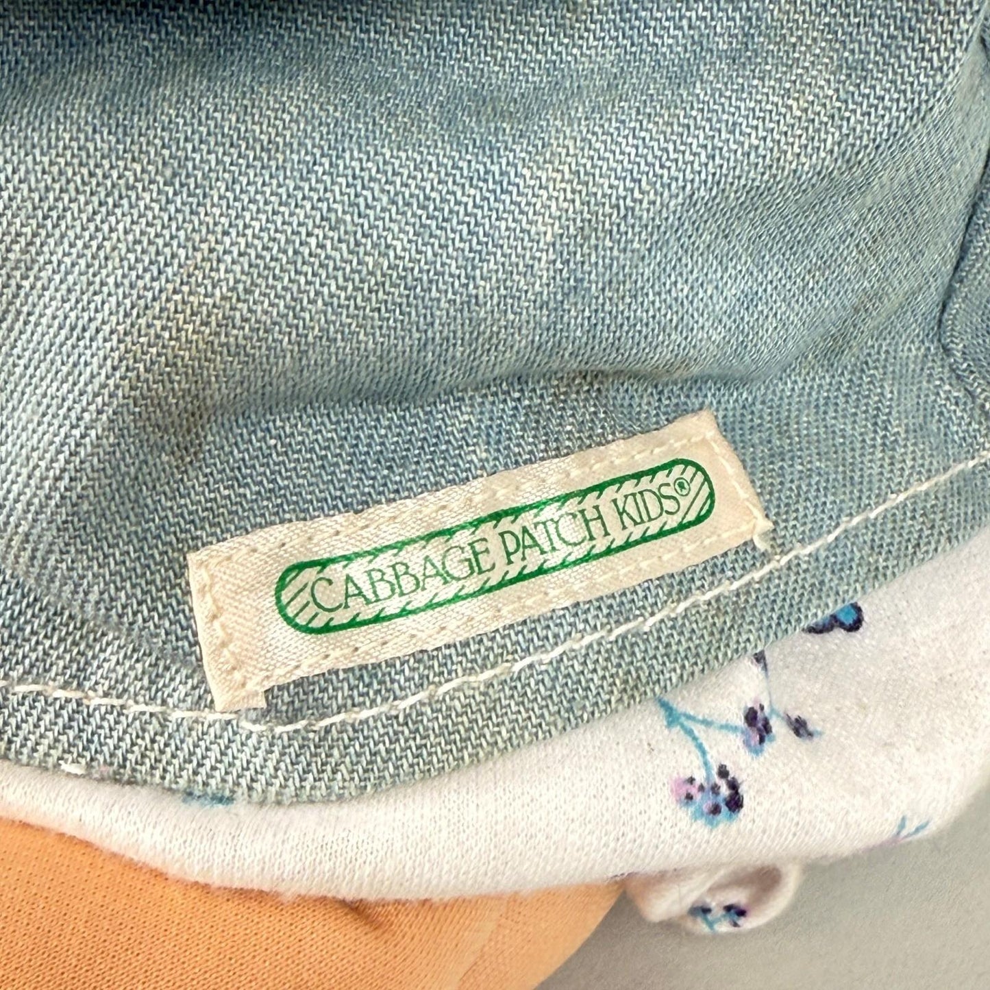 Cabbage Patch 2004 Kids Doll Blonde Hair Green Eyes Denim Overalls Outfit 17"