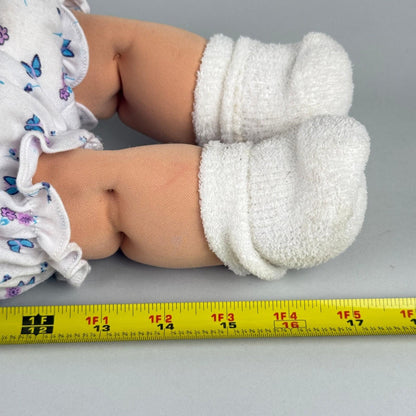 Cabbage Patch 2004 Kids Doll Blonde Hair Green Eyes Denim Overalls Outfit 17"